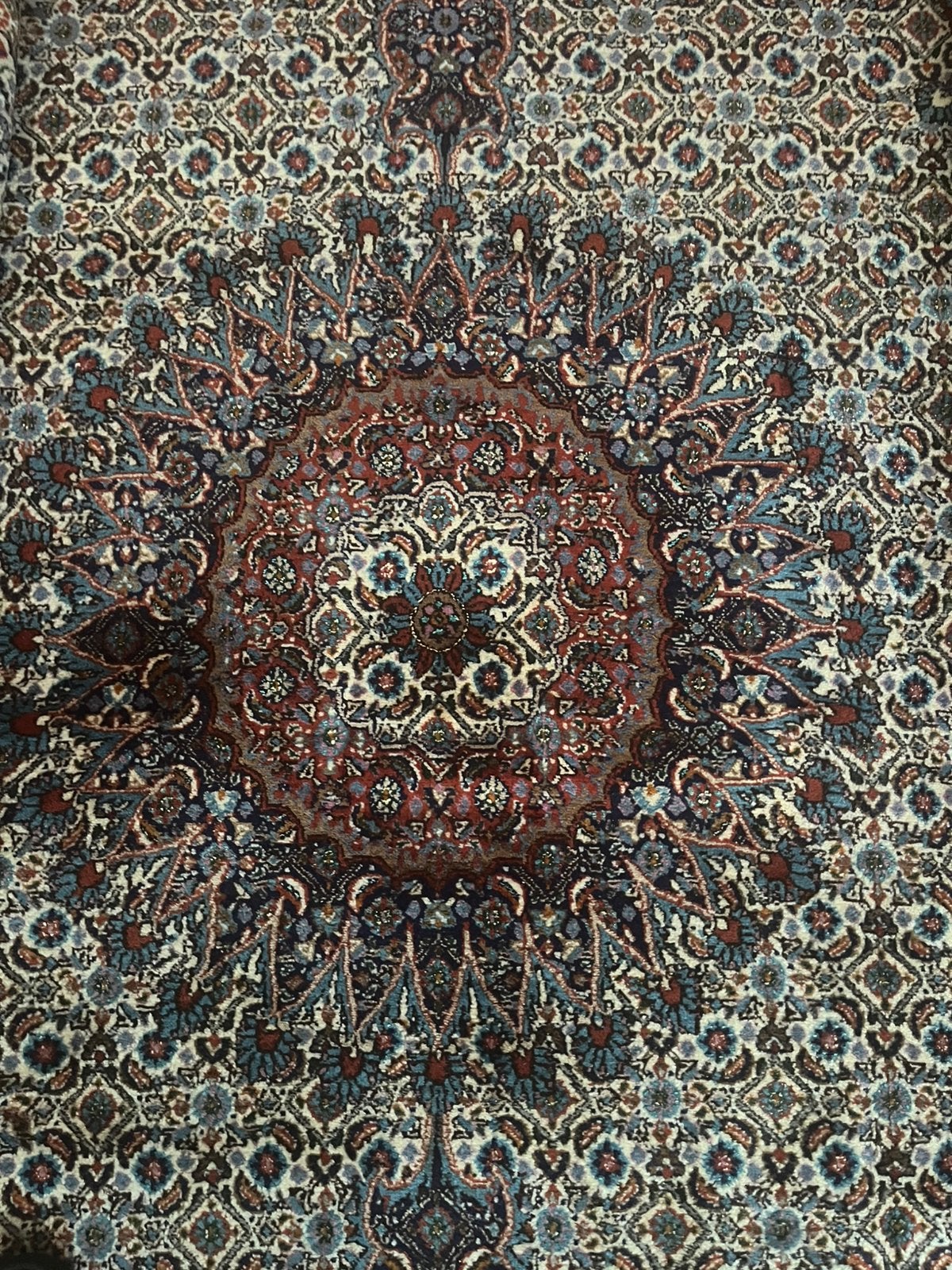 Vintage handgeknoopt Perzich Tapijt Moud 264x248, 200 cm of meer, Ophalen of Verzenden, Zo goed als nieuw, Crème