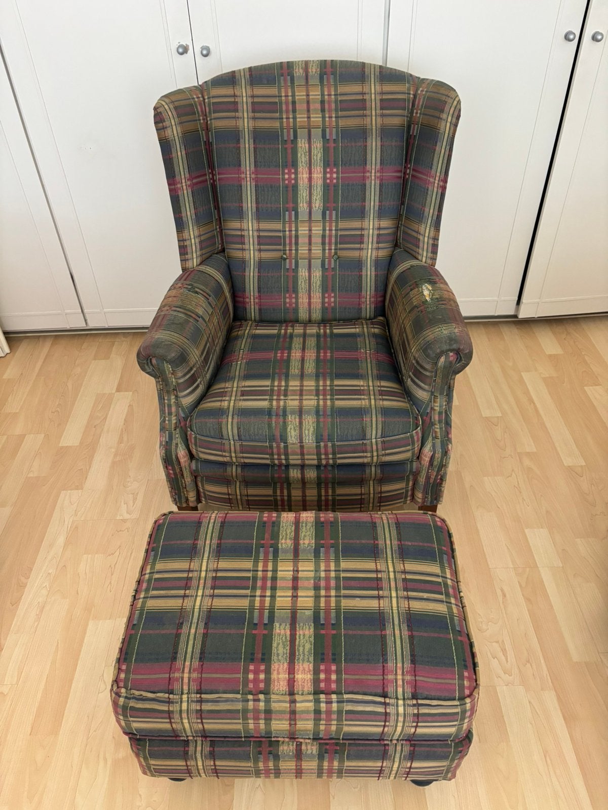 Fauteuil en Hocker in goede staat om te stofferen, Ophalen, Gebruikt
