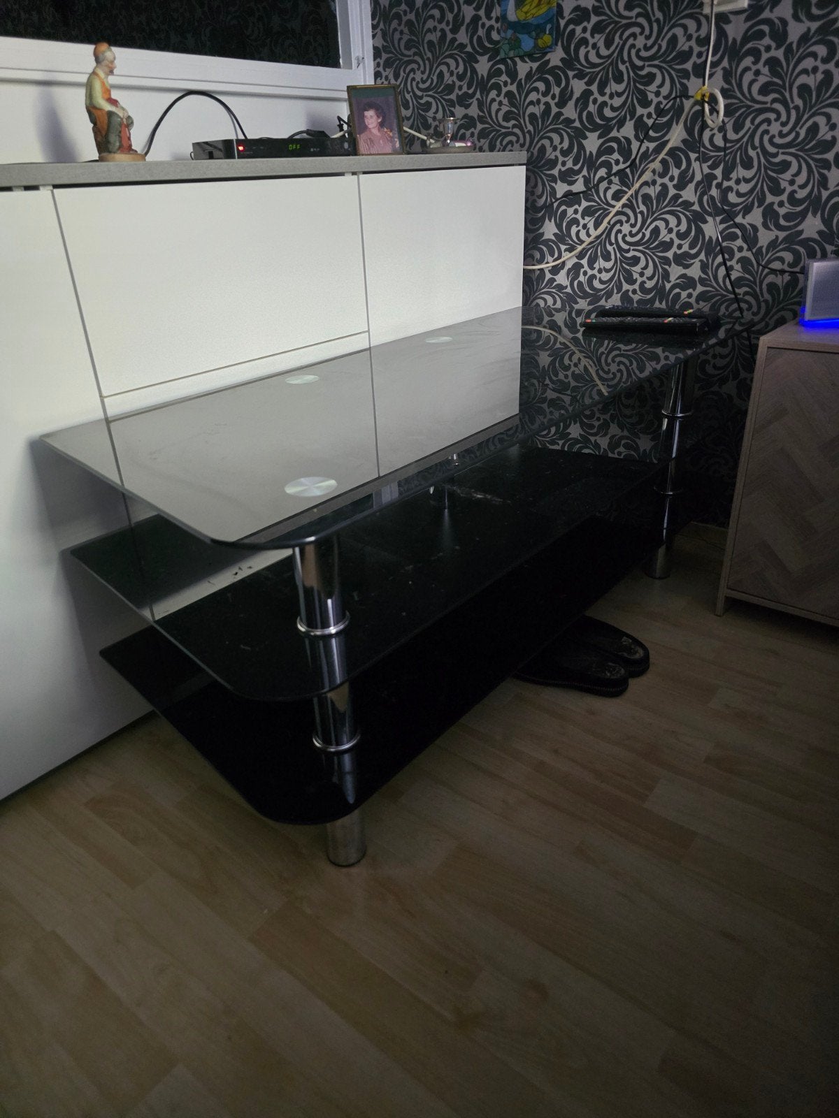 Salontafel en TV meubel set, Ophalen of Verzenden, Modern, Glas, Gebruikt