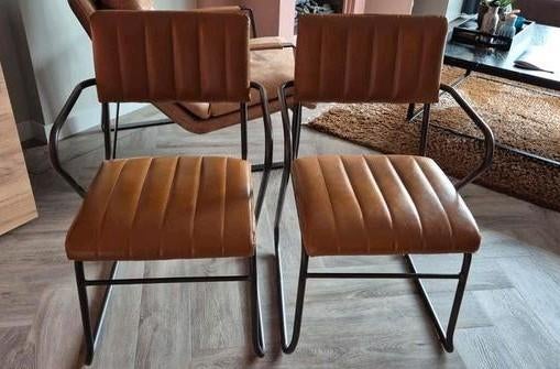 Eleonora eetkamerstoel Veronique cognac 2 stuks, Huis en Inrichting, Stoelen, Ophalen, Twee, Bruin, Zo goed als nieuw