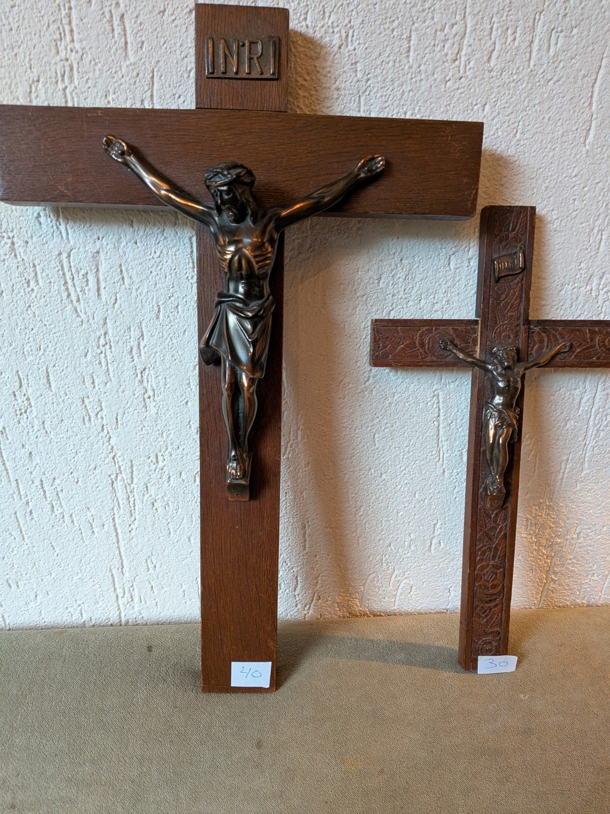 Jezus aan kruis  antiek., Ophalen of Verzenden, Gebruikt, Kaart of Prent