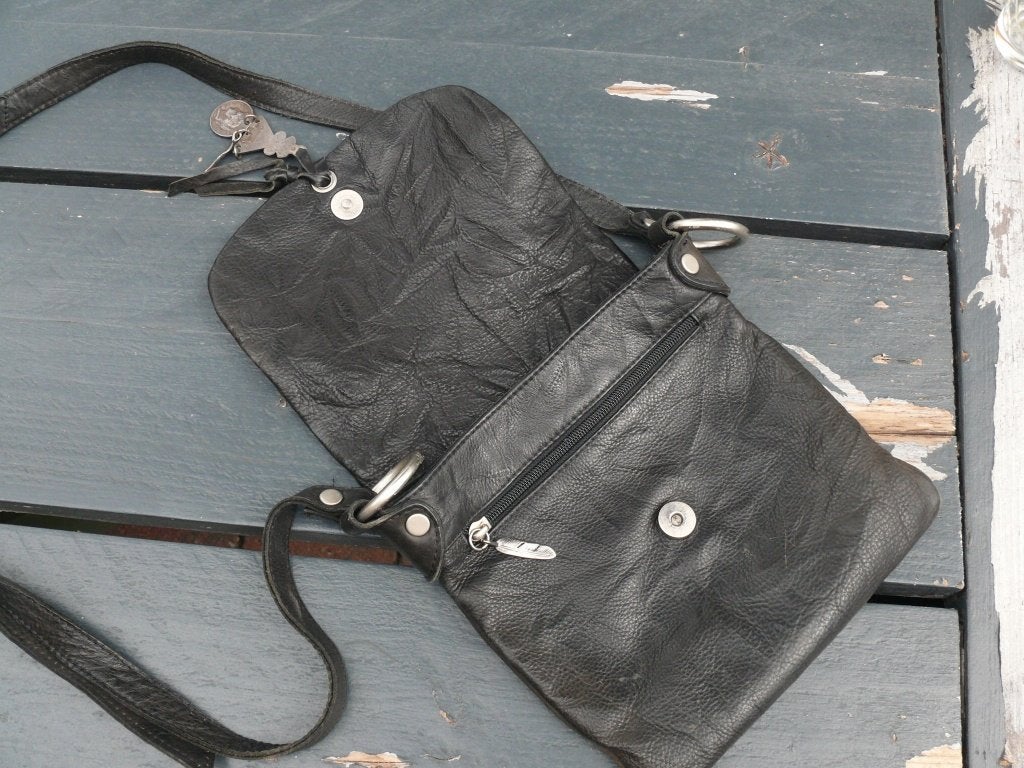 H.J. de rooy tasje  , Leder zwart, Ophalen of Verzenden, Gebruikt, Zwart, Overige merken