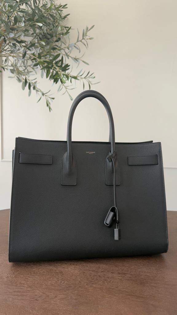 Saint Laurent Sac de Jour Large Zwart Leer - ZGAN, Ophalen, Zo goed als nieuw, Zwart, Handtas