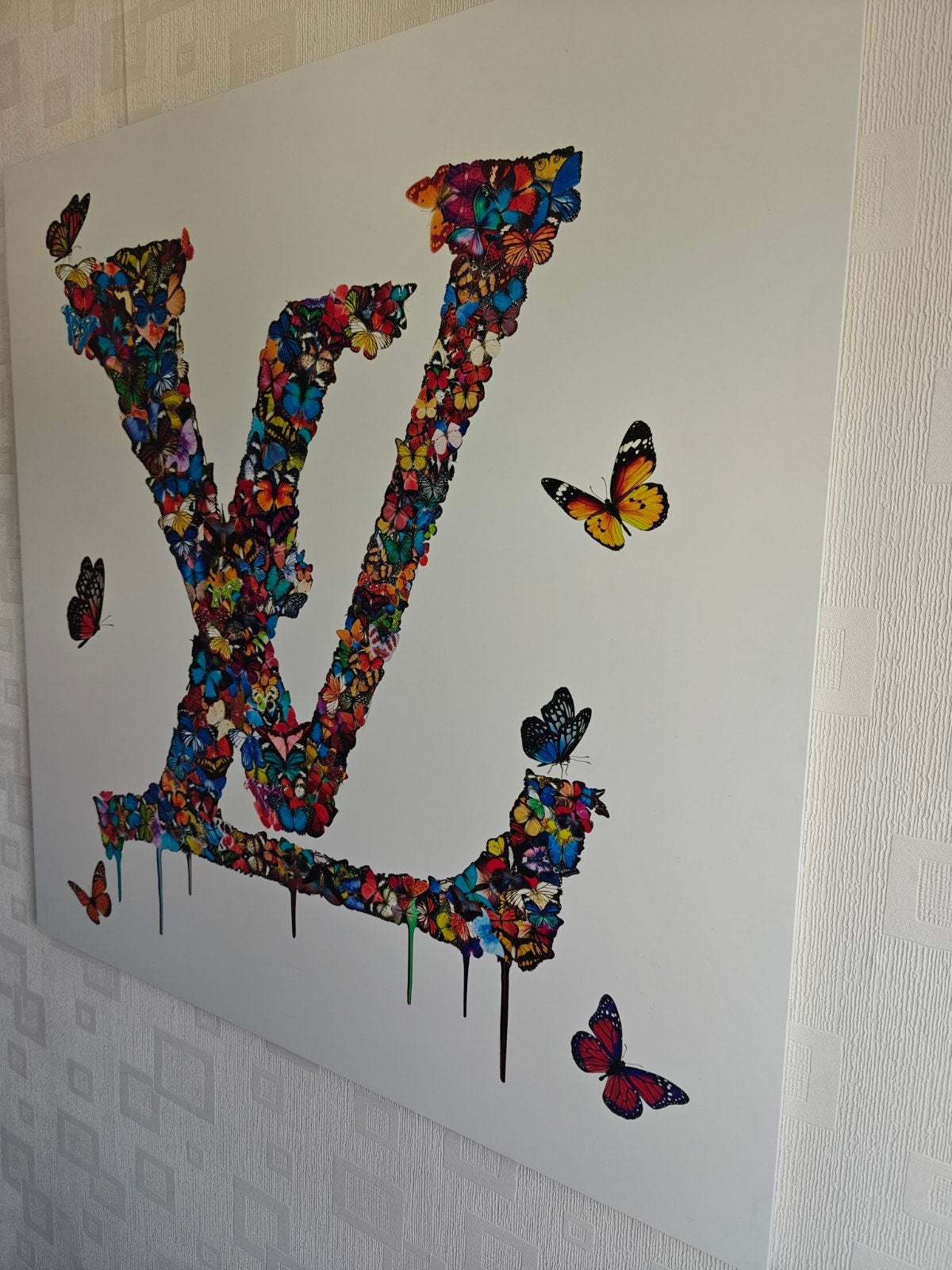 Louis Vuitton Vlinder Kunstwerk - Modern Schilderij, Overig onderwerp, Glas, Print, Ophalen