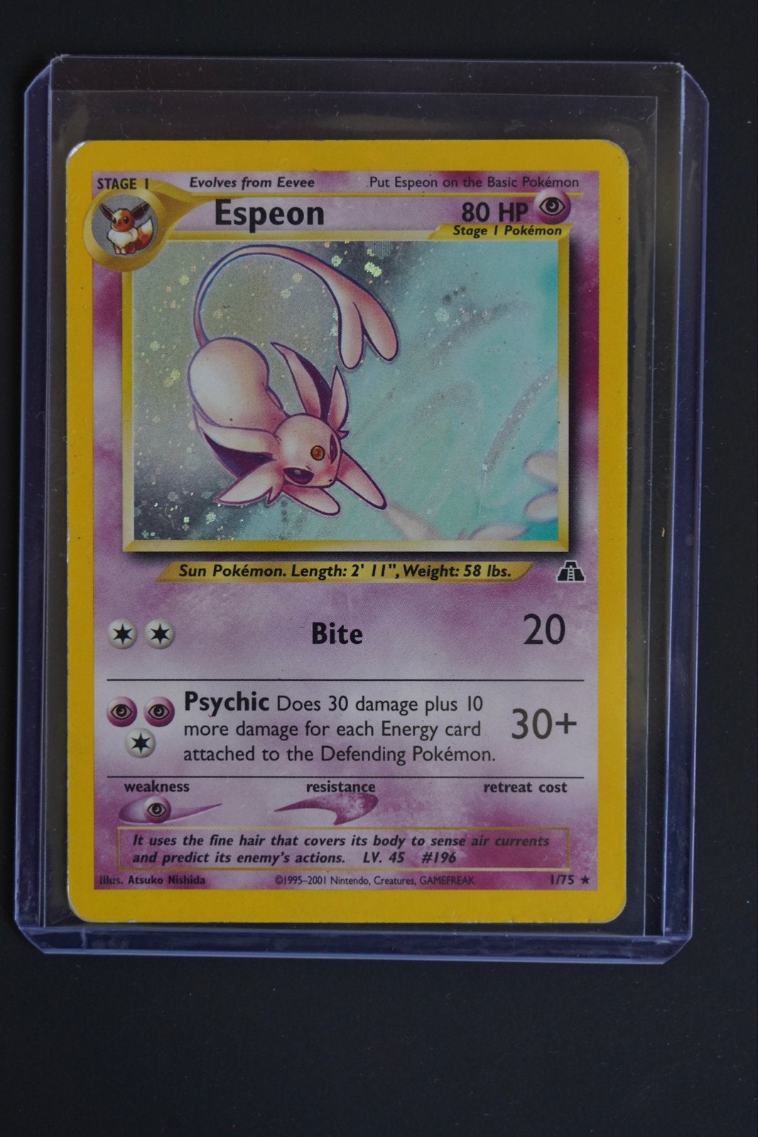 Espeon - Neo Discovery 1/75 (Holo), Ophalen of Verzenden, Gebruikt, Losse kaart, Foil