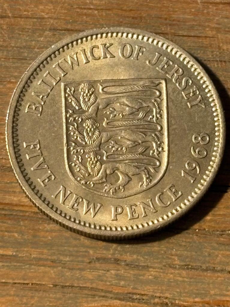 5 New Pence 1968 Jersey, Ophalen of Verzenden, Overige landen, Losse munt