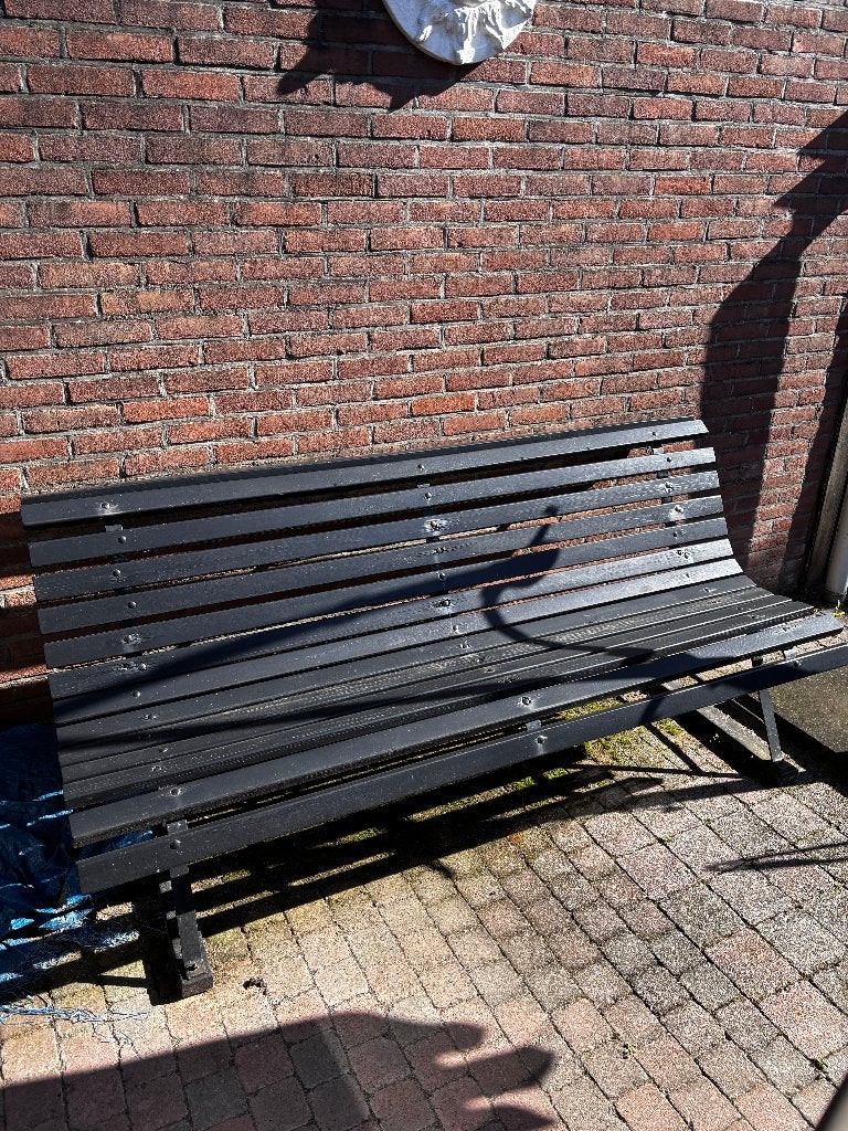 Stevige houten buitenbank | Handgemaakt | Donkerblauw, Ophalen, Gebruikt, Hout