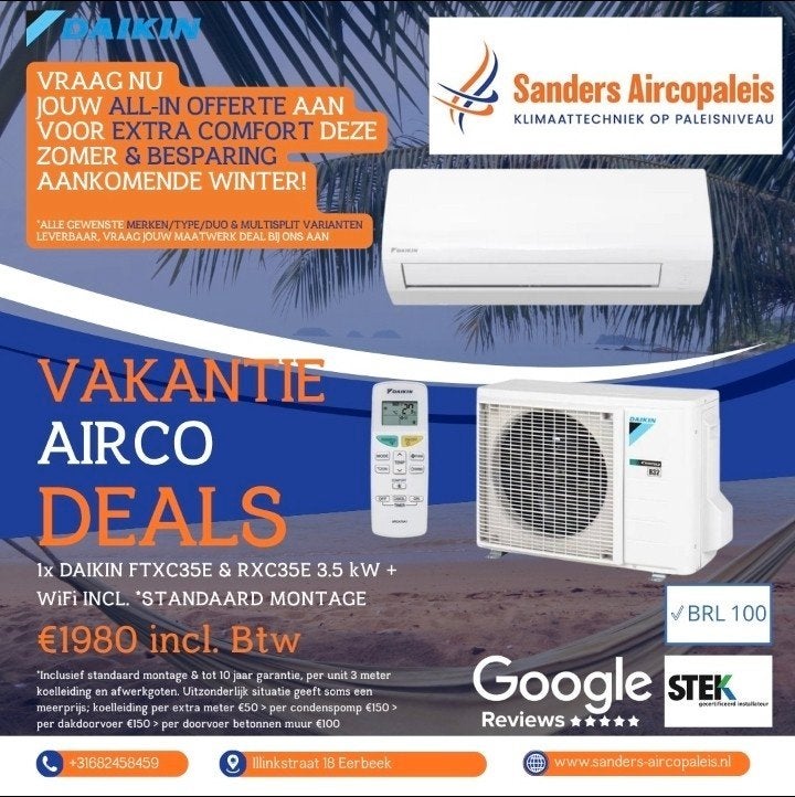 Vakantie Airco Deals Daikin Mitsubishi LG Tcl !!, Koelen en Ontvochtigen, Minder dan 60 m³, Nieuw, 3 snelheden of meer