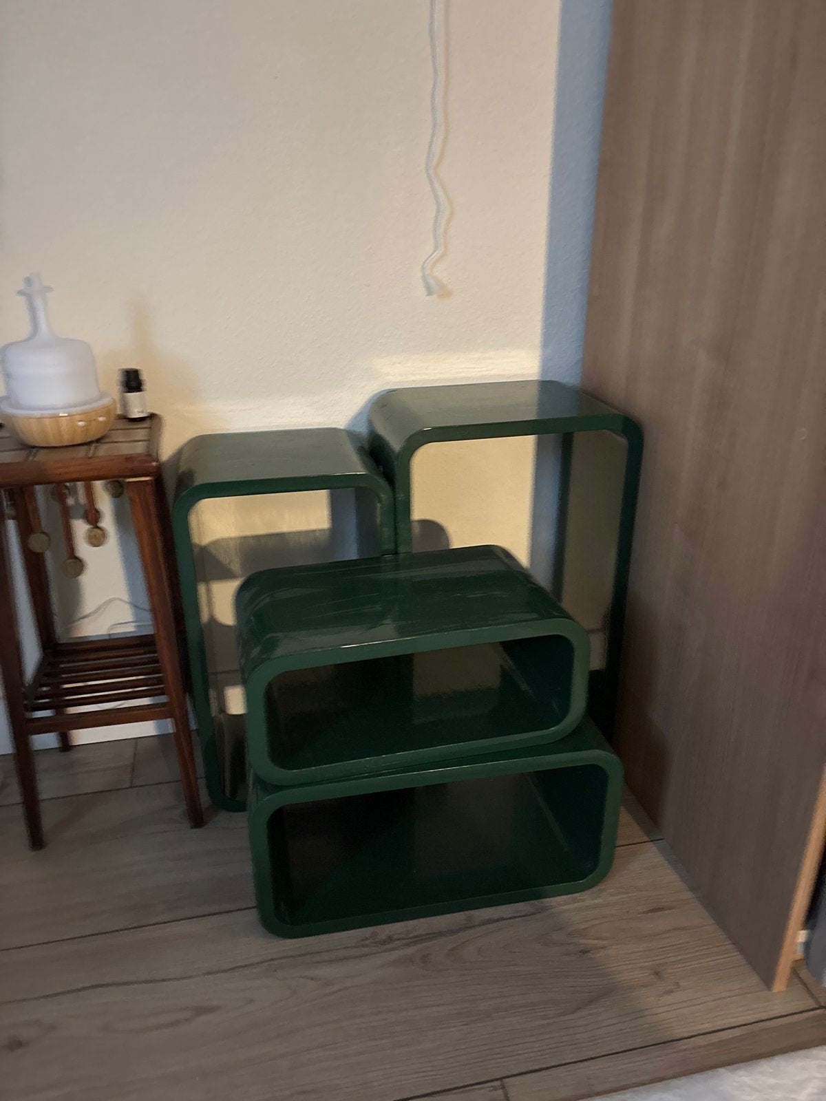Donkergroene kastjes/tafelschuimers - set of los, Huis en Inrichting, Ophalen, Gebruikt
