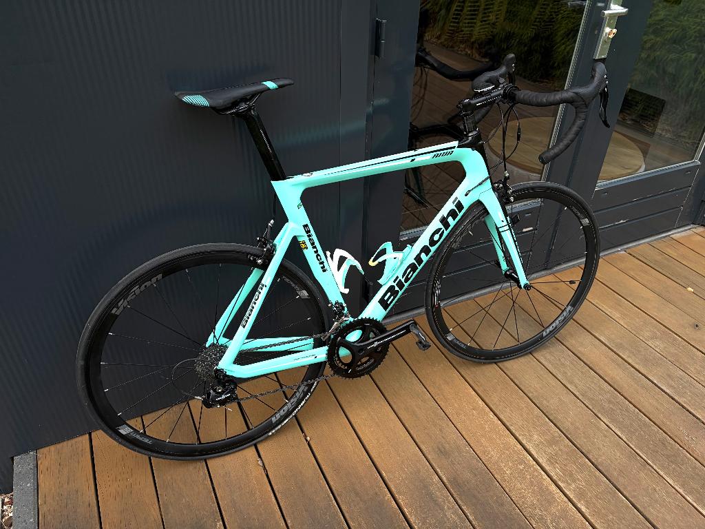 Bianchi Aria Carbon – Campagnolo Potenza – Aero Racefiets, Velgrem, Zo goed als nieuw, 57 tot 61 cm, Meer dan 20 versnellingen