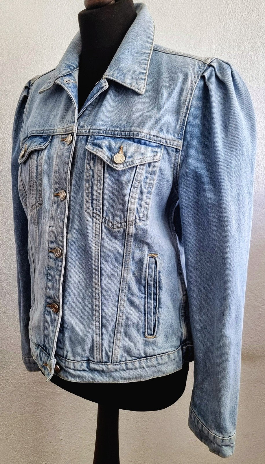 Scotch & Soda Denim Jas met Pofmouwen & Uniek Design L WP180, Ophalen of Verzenden, Zo goed als nieuw, Maat 38/40 (M), Blauw