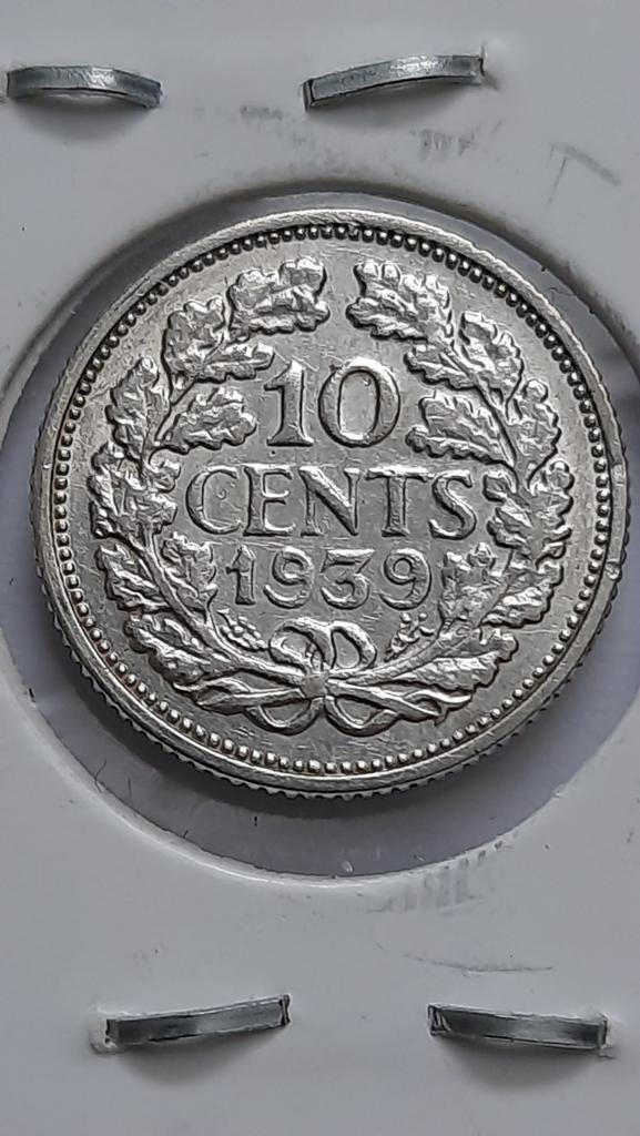 Nederland 10 cent 1939 KM# 163 (Zilver), Postzegels en Munten, Munten | Nederland, Zilver, Ophalen of Verzenden, 10 cent, Koningin Wilhelmina