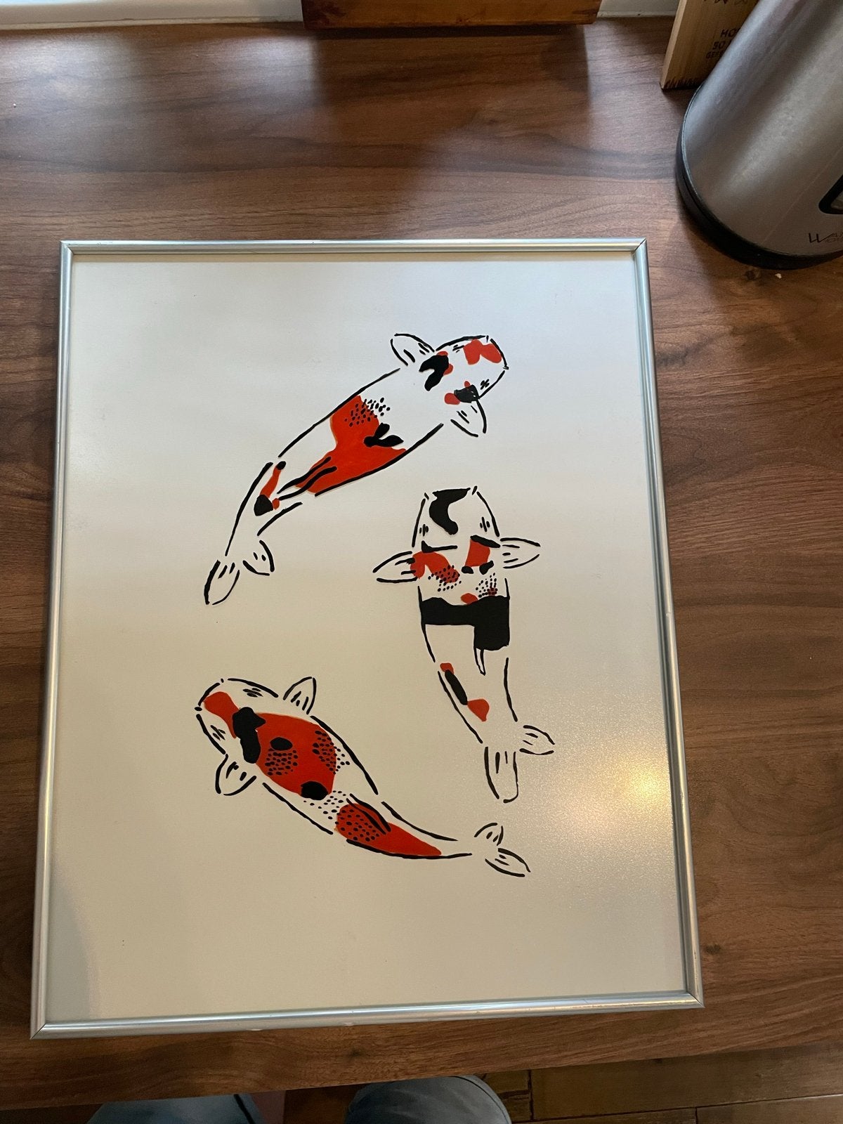 Glazen kunstwerk: Koi Karpers in Jeremy Novy Stijl, Ophalen, Dieren, Overige technieken, Handgeschilderd