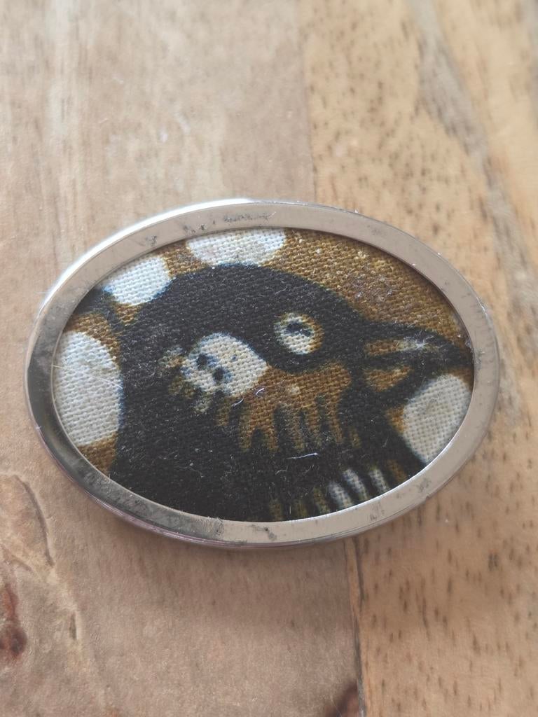 Vintage Uhlig Broche,grafisch motief vogel/Raaf, Mid-Century, Ophalen of Verzenden, Gebruikt, 4 tot 7 cm, Overige materialen