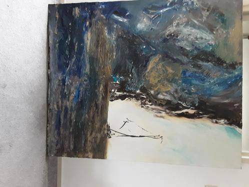 Leuk Schilderij Meer info op aanvraag, Antiek en Kunst, Ophalen, Overige materialen, Olieverf, Abstract