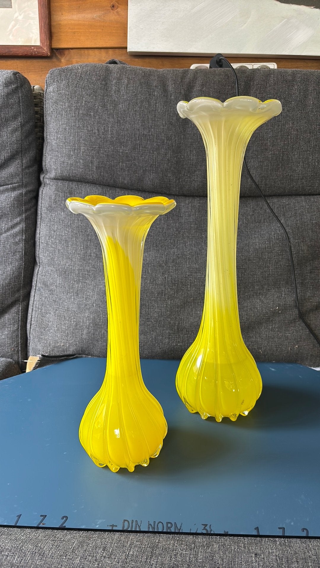 Set murano vazen, Ophalen, Zo goed als nieuw, Geel, Glas