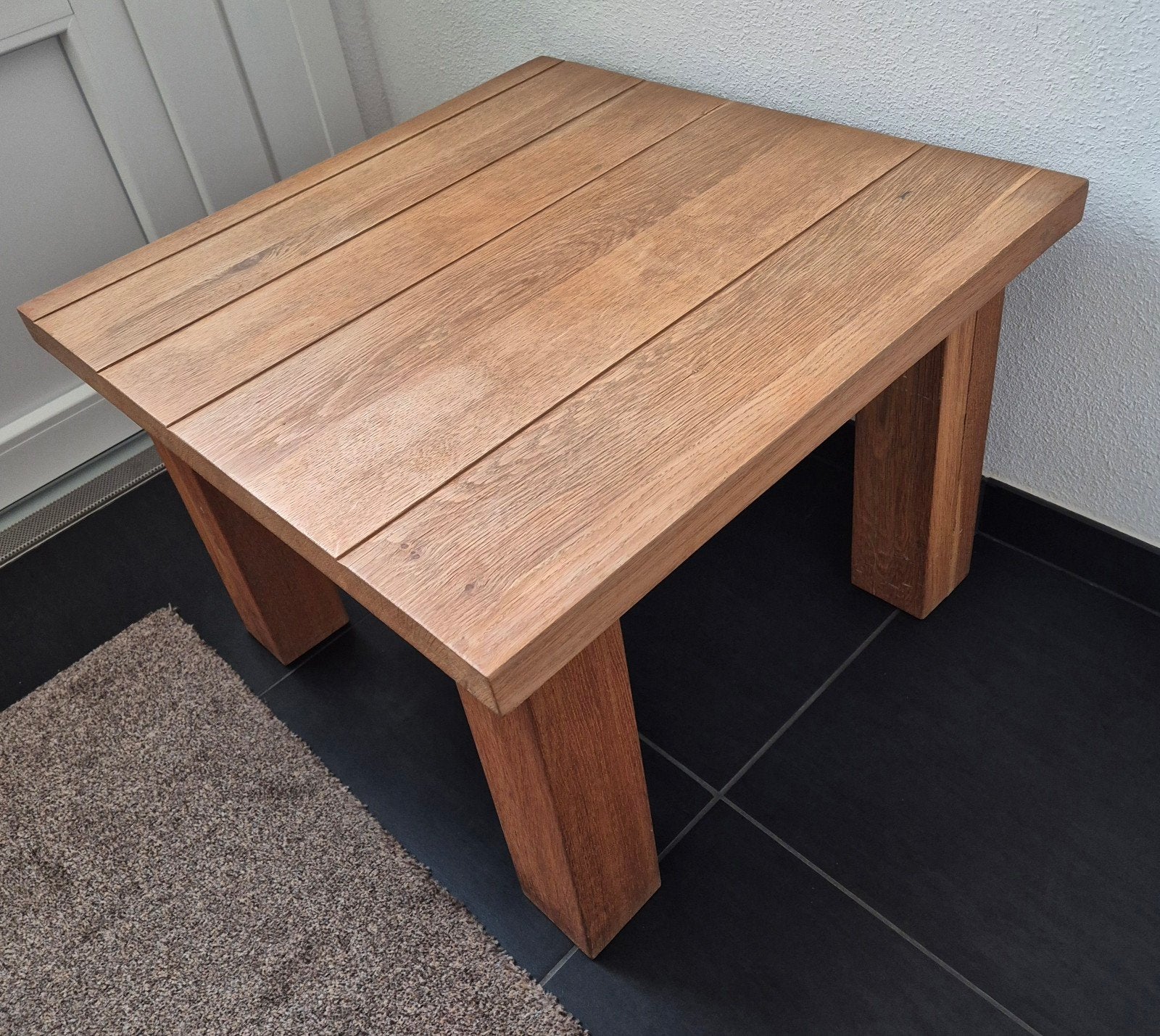 Massief eikenhouten bijzettafel / salontafel 65x65x45 cm., Ophalen, 50 tot 100 cm, Eikenhout, 50 tot 100 cm