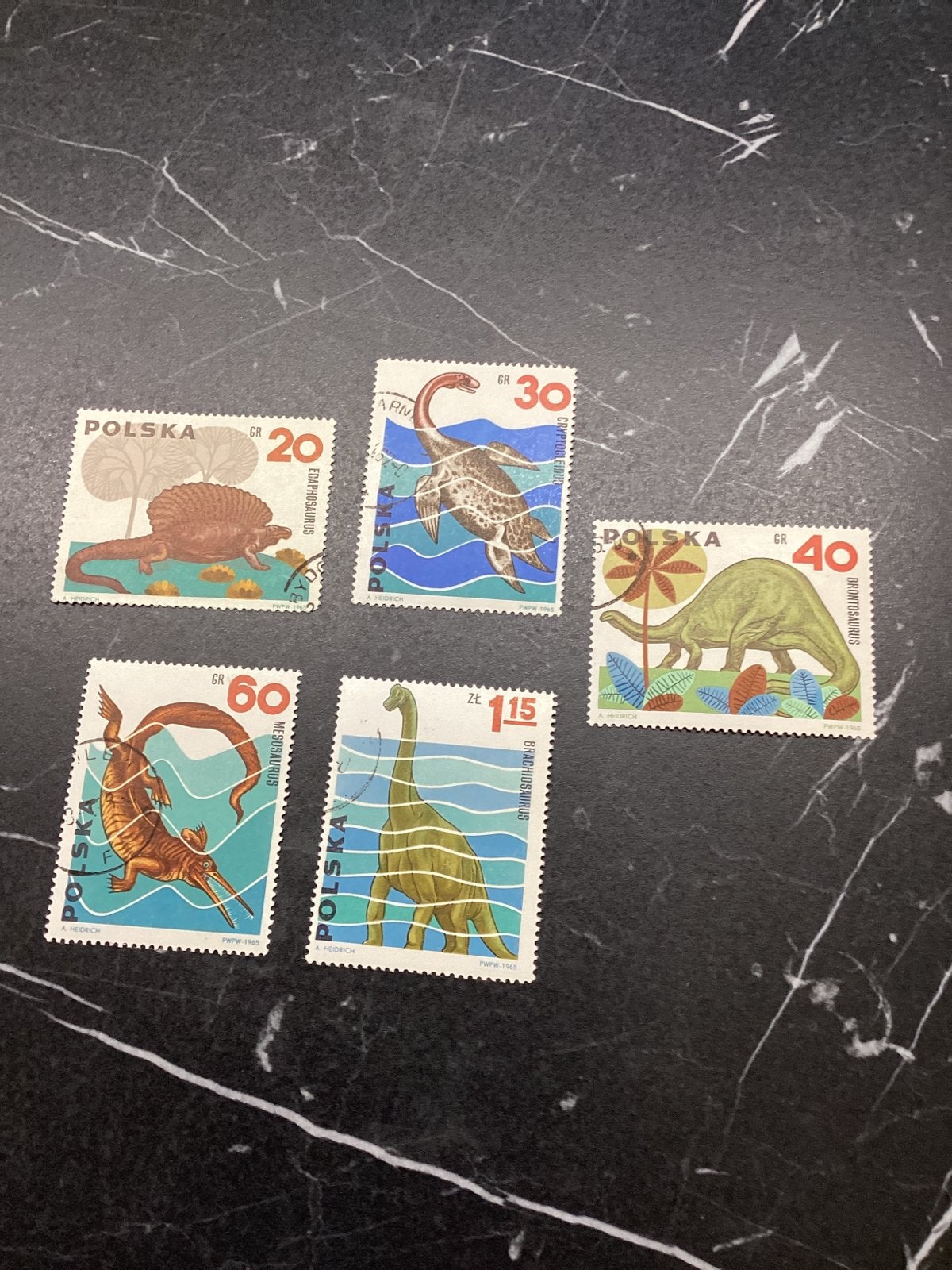 Polen 1965 Dinosaurus Postzegels Set - Gestempeld, Postzegels en Munten, Ophalen of Verzenden, Polen, Gestempeld