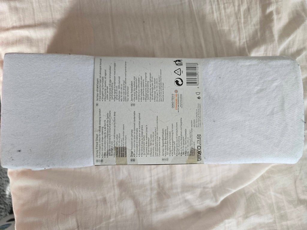 Meradiso Jersey Hoeslaken - Single - Wit, Huis en Inrichting, Slaapkamer | Beddengoed, Eenpersoons, Katoen, Nieuw, Ophalen of Verzenden