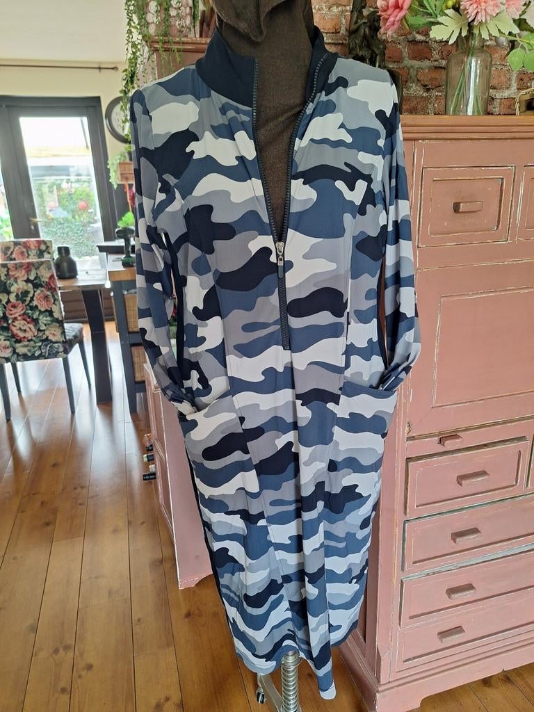 Jurk travelstof maat l xl camouflage, Zwart, Maat 46/48 (XL) of groter, Ophalen of Verzenden, Zo goed als nieuw
