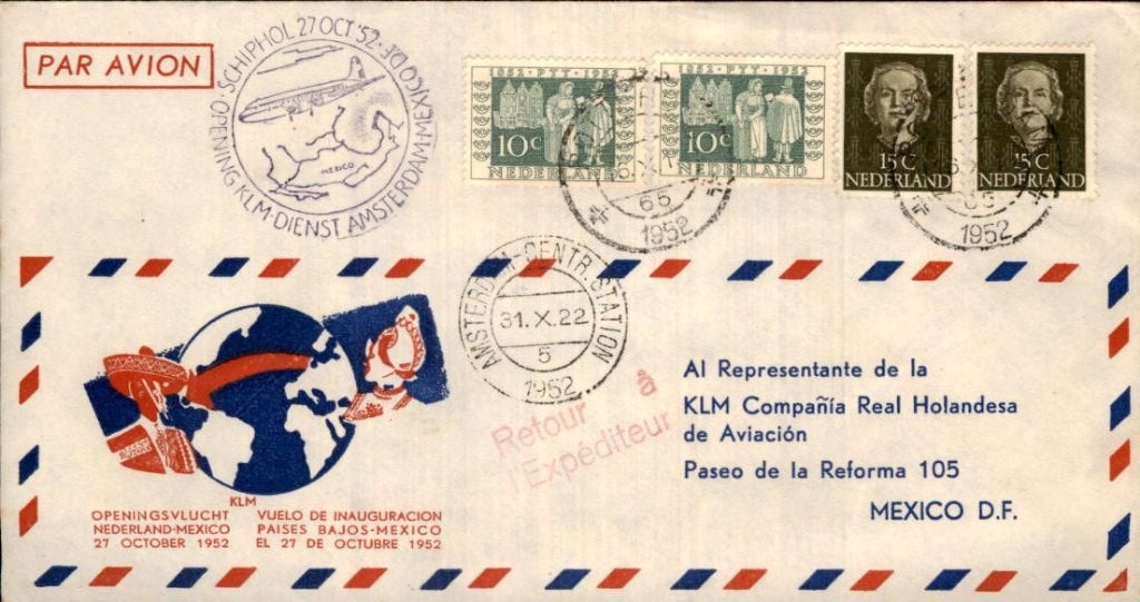 FFC - Nederland - Mexico - Frankering - 1952, Verzenden, Envelop