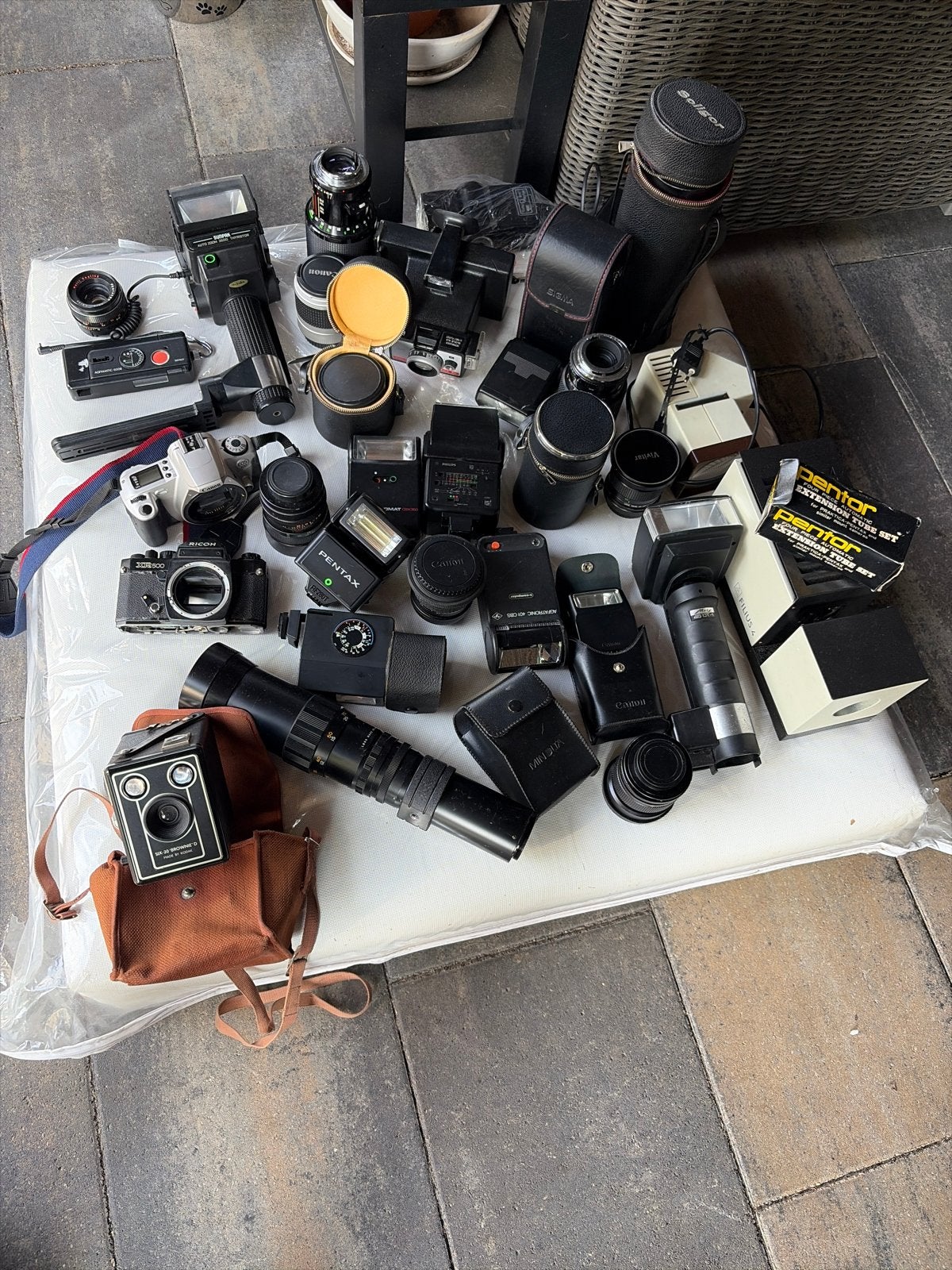 Grote collectie vintage camera's en accessoires, Ophalen of Verzenden, Gebruikt, Spiegelreflex, Pentax