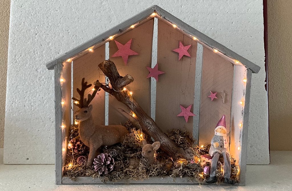 home decoratie - winter tafereel met verlichting, Minder dan 50 cm, Ophalen of Verzenden, Zo goed als nieuw, Minder dan 100 cm