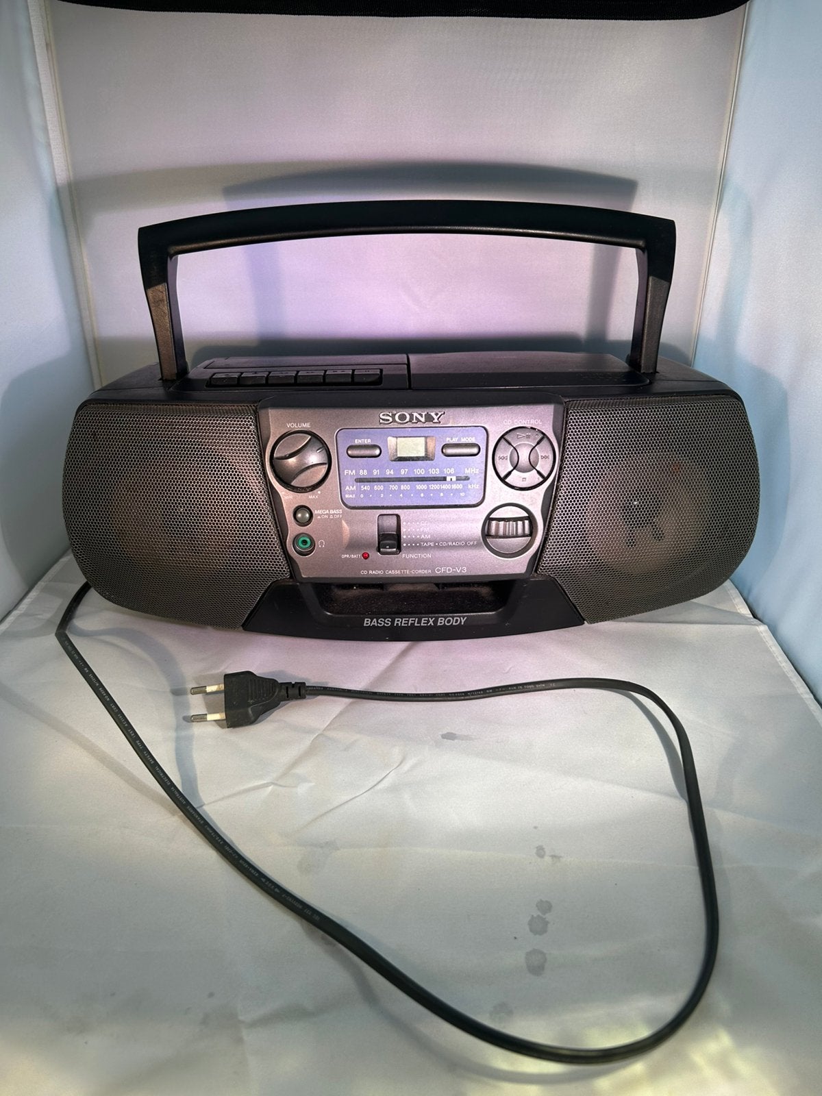 Vintage Sony CFD-V3 boombox, CD/radio/cassette, jaren 90, Ophalen, Zo goed als nieuw, Radio, Met cd-speler