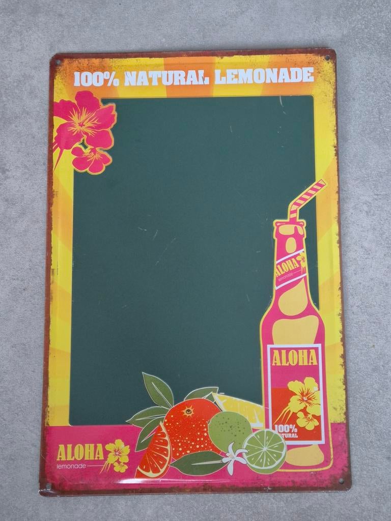 Reclame plaat blik Lemonade Aloha 100% natural, Verzamelen, Merken en Reclamevoorwerpen, Ophalen of Verzenden, Gebruikt, Reclamebord