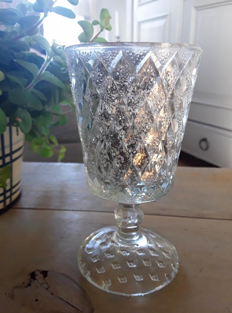 Sierlijk glas - decoratie - armeluiszilver-look, Ophalen of Verzenden