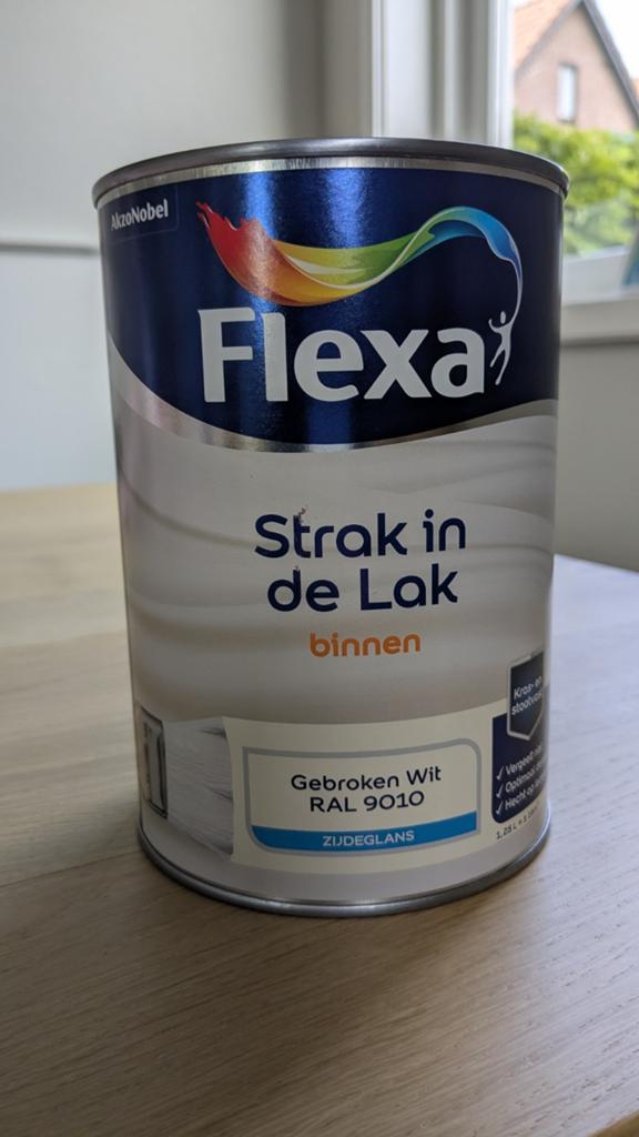 Flexa Strak in de Lak Binnen Zijdeglans RAL 9010, Doe-het-zelf en Verbouw, Schildersmaterialen, Ophalen of Verzenden