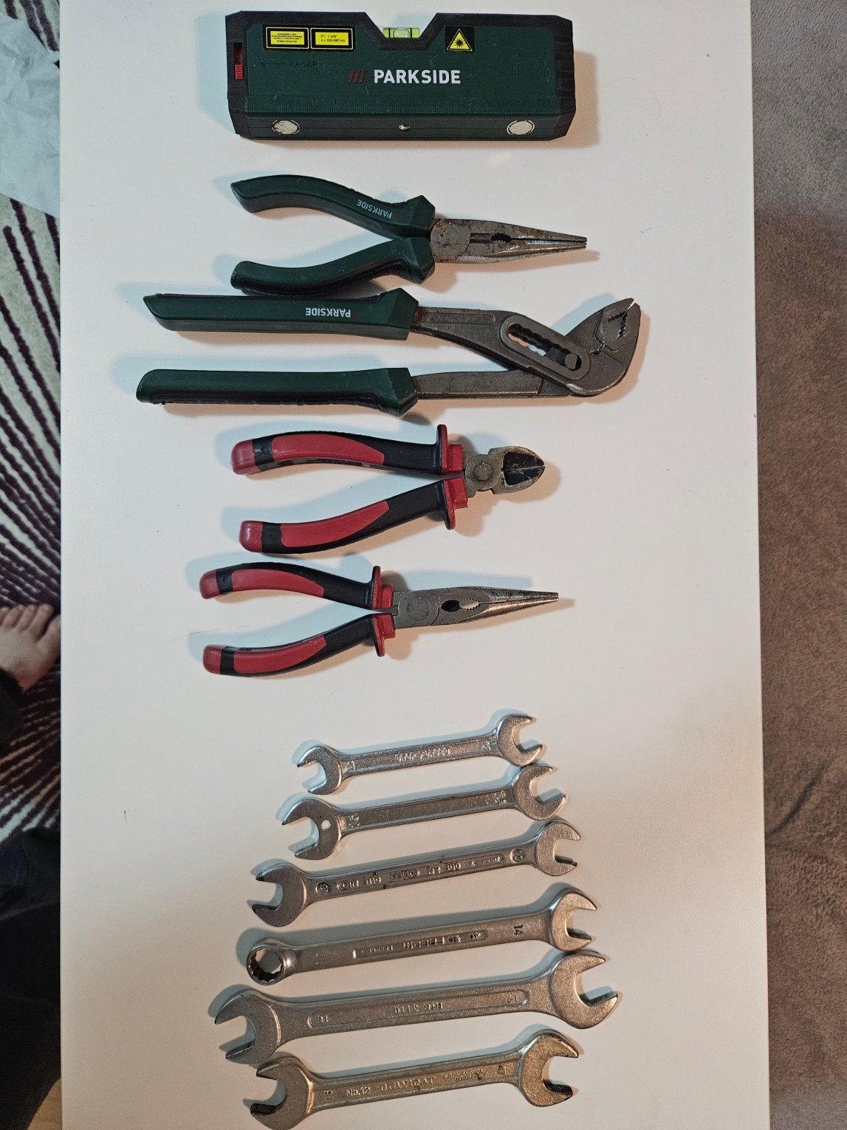 Gereedschapset: kniptang, Tangen, moersleutels en waterpas, Ophalen of Verzenden, Gebruikt, Gereedschapsset, Parkside