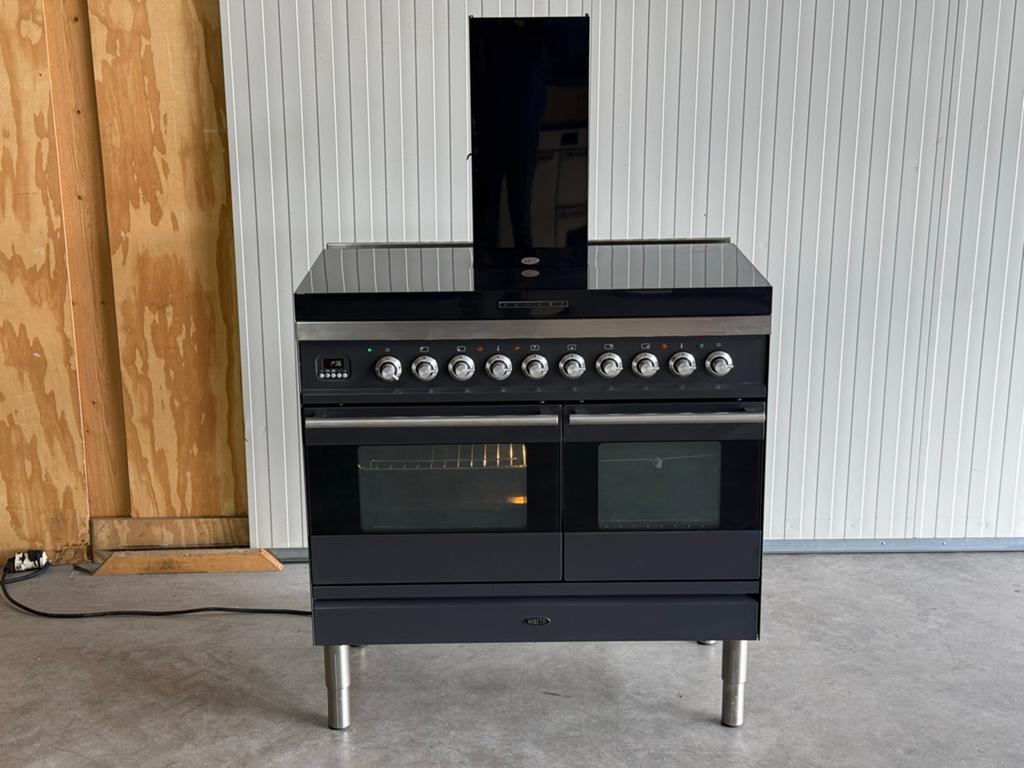 Boretti antraciet Inductie Fornuis met Dubbele Oven, Gebruikt, Bella, 60 cm of meer, Grill
