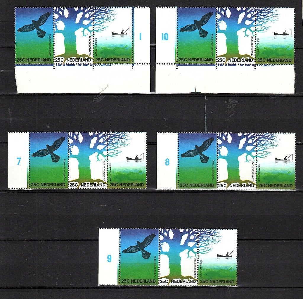 073 Nvph1043-1045 natuur en milieu1974 strook van 3 postfris, Postzegels en Munten, Postzegels | Nederland, Ophalen of Verzenden