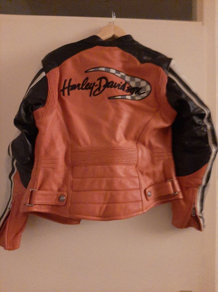 Originele Harley Davidson dames leren jas - Maat S, Kleding | Dames, Jassen | Winter, Harley Davidson, Oranje, Ophalen of Verzenden