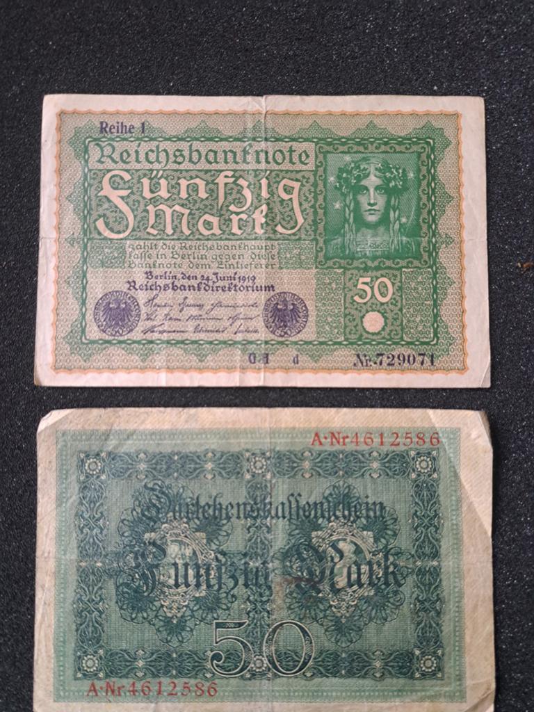 Duitse 50 Mark biljetten uit 1919 en 1914, Postzegels en Munten, Bankbiljetten | Europa | Eurobiljetten, Ophalen of Verzenden