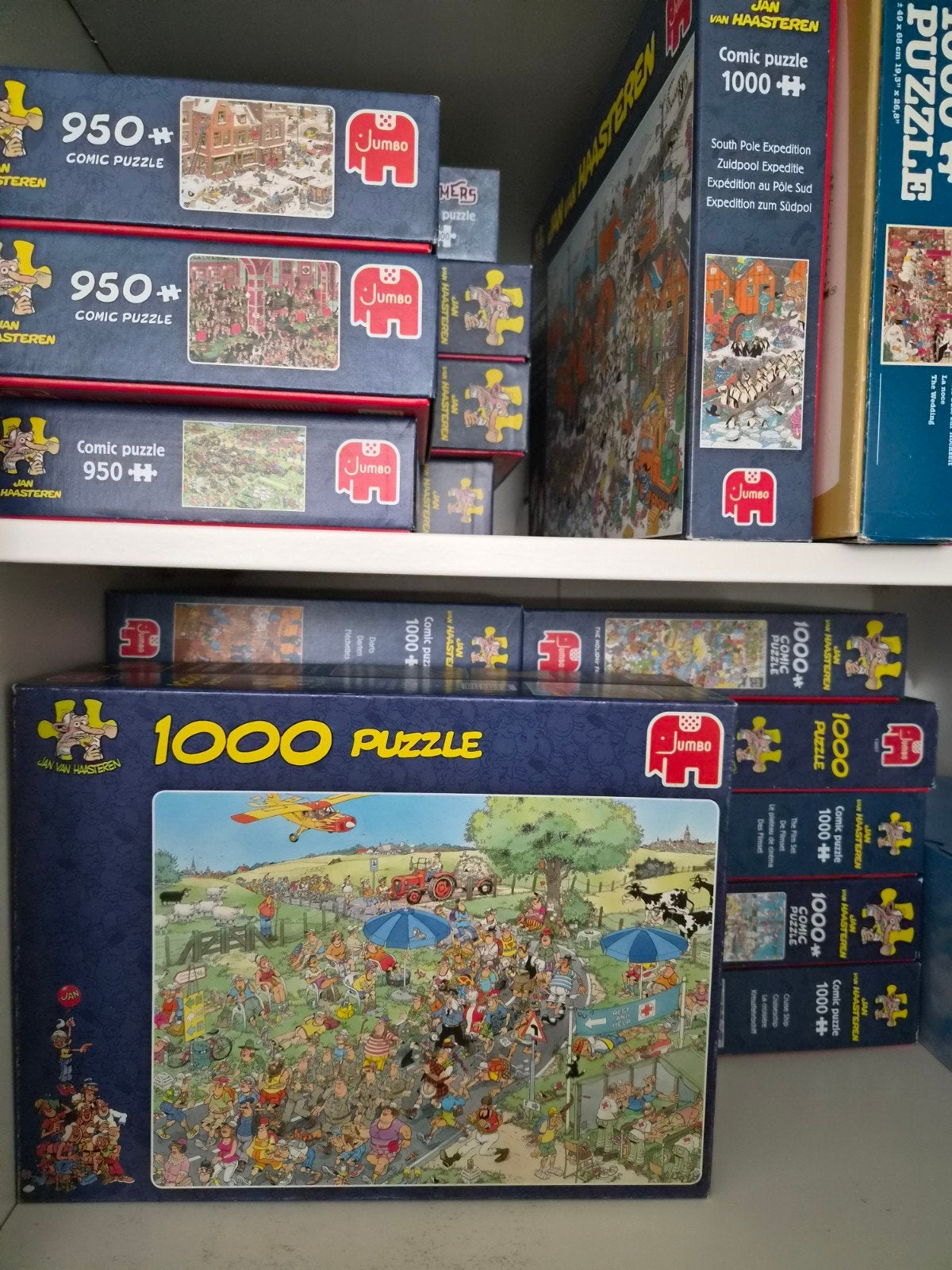 Jan van Haasteren puzzels ruilen 1000 st. of tk  €10,00 p.st, Ophalen, 500 t/m 1500 stukjes, Zo goed als nieuw, Legpuzzel