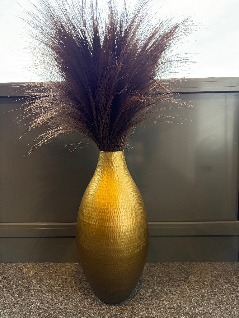 Grote Intratuin gouden vloervaas incl. decoratie pluimen, Ophalen of Verzenden, Gebruikt, Goud