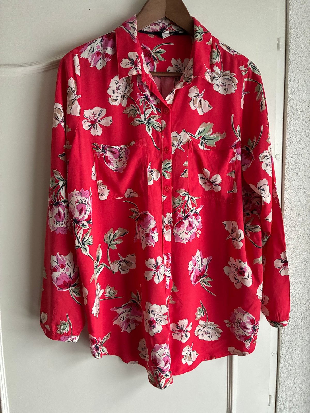 Joules Rode Blouse met Bloemenprint - Maat 42 (L), Ophalen of Verzenden, Zo goed als nieuw, Maat 42/44 (L), Rood