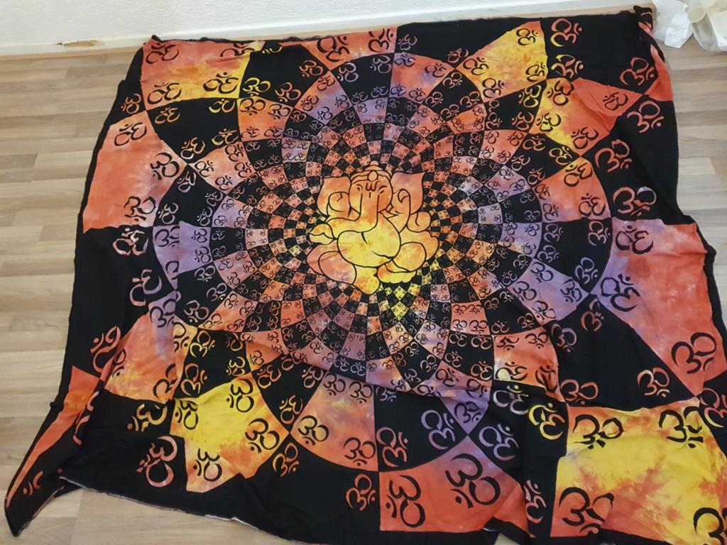 Spirituele ohm mantra vlag, Ophalen of Verzenden, Rechthoekig, 200 cm of meer