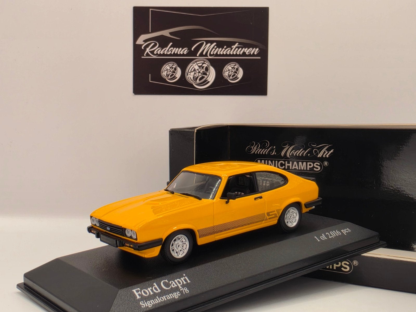 Ford capri mk3 3.0 S - Signalorange 78 - 1:43 Minichamps, Auto, Ophalen of Verzenden, Zo goed als nieuw, MiniChamps