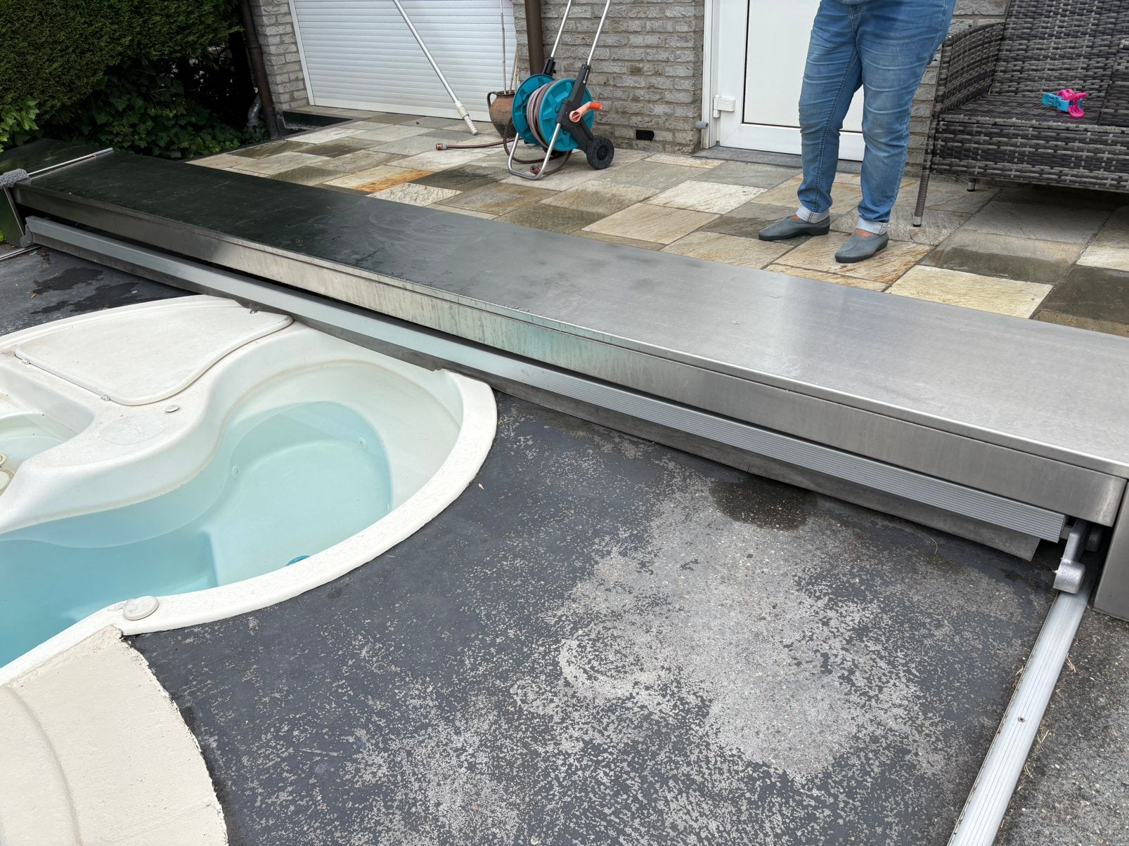 Zwembad  afdekking elektrisch, Tuin en Terras, Waterpartijen en Fonteinen, Ophalen, Zo goed als nieuw, Waterornament