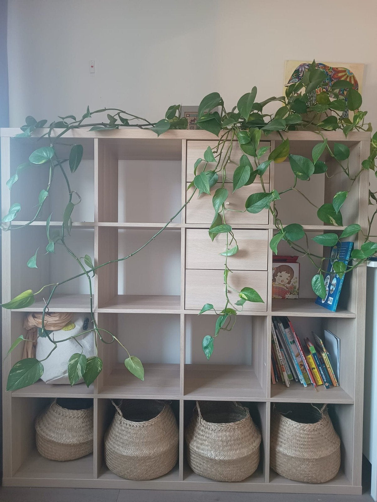 IKEA Kallax 4x4 met 4 lades, Ophalen, Met plank(en), Gebruikt, 100 tot 150 cm