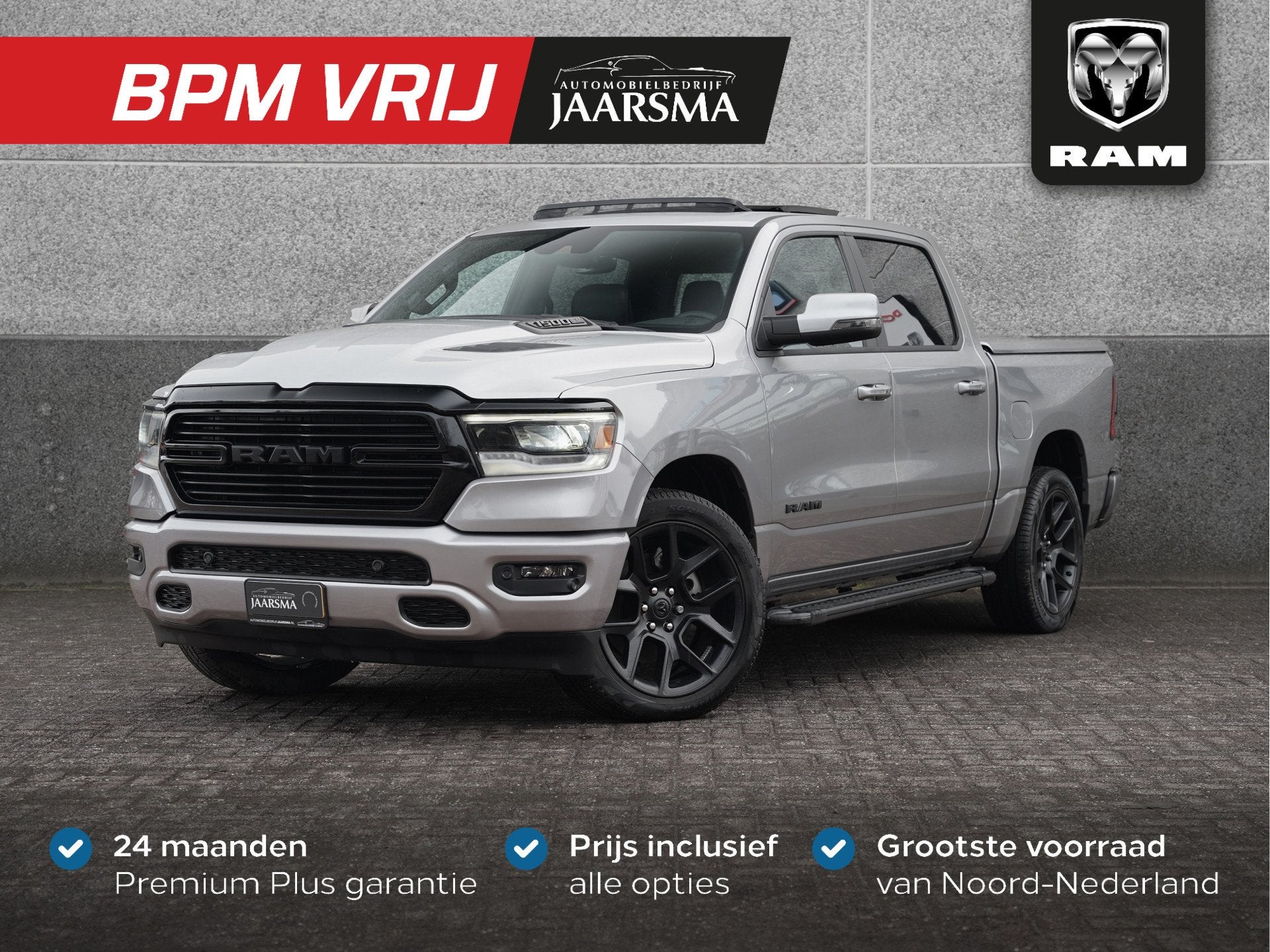 Dodge Ram 1500 5.7 V8 4x4 Crew Cab Sport |Panoramadak |Stoel, Auto's, 5654 cc, Leder, Bedrijf, RAM 1500