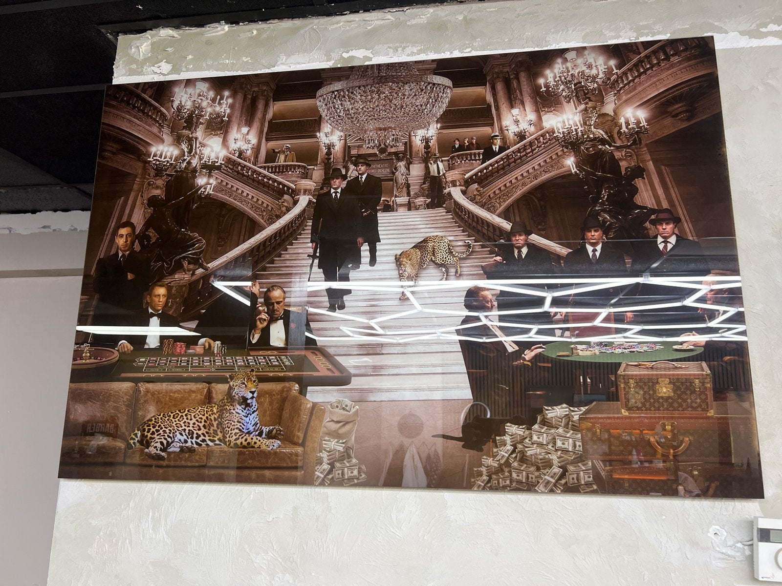 Grote wanddecoratie: Casino maffia thema, Huis en Inrichting, Woonaccessoires | Schilderijen, Tekeningen en Foto's, Ophalen, Gebruikt