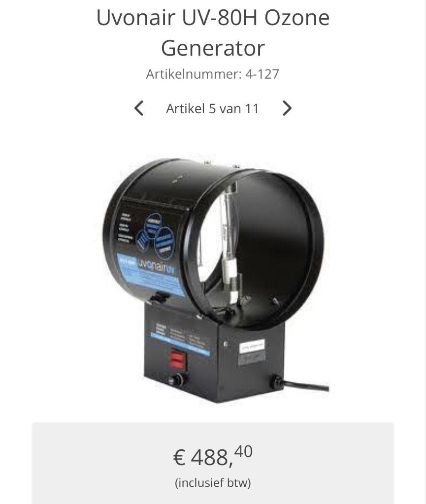 Uvonair ozon filter. (Lucht), Ophalen