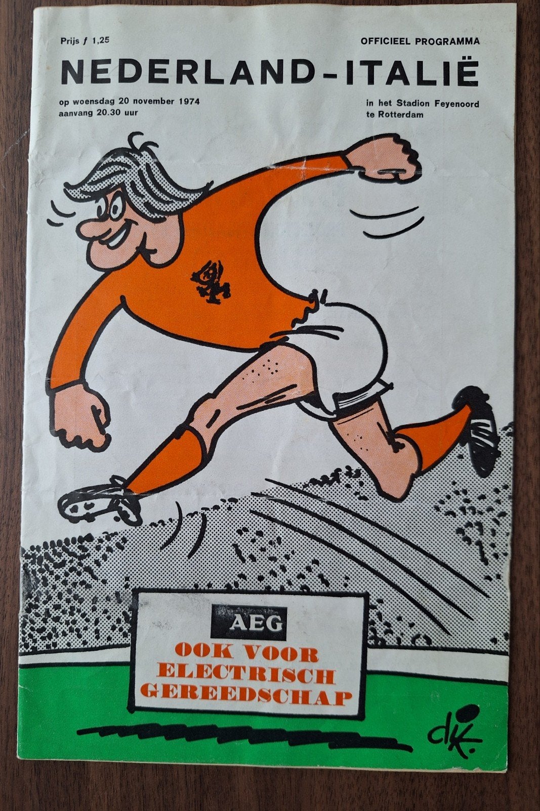 Programma Nederland-Italië november 1974 WK '74 elftal, Verzamelen, Verzenden, Gebruikt, Boek of Tijdschrift