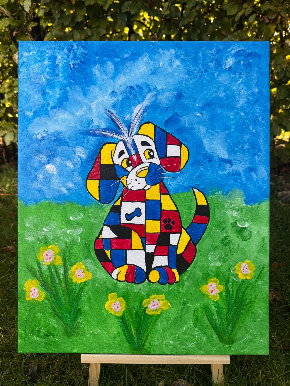 Mondriaan hond honden schilderij, Ophalen