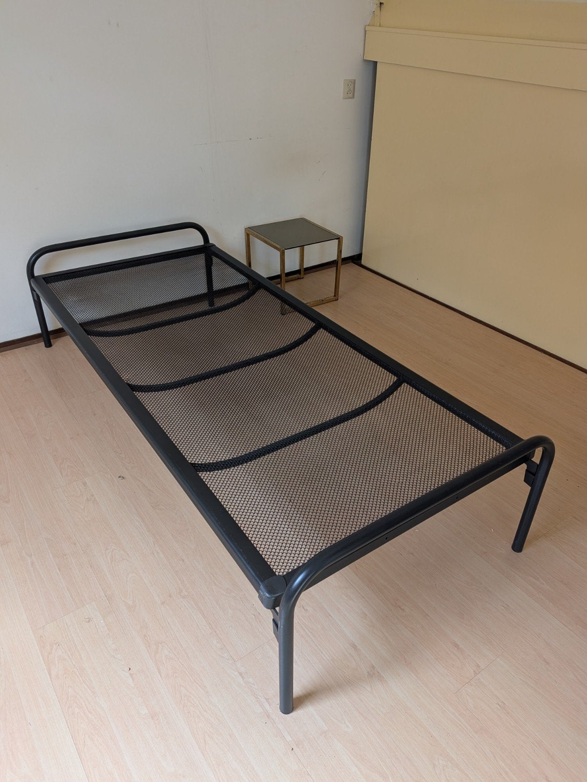 Metalen bed / eenpersoonsbed 90 x 200 cm, Ophalen, 90 cm, Eenpersoons, Zwart