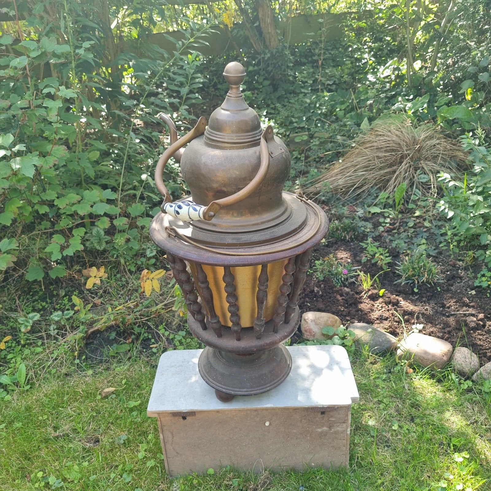 Antieke theestoof met koperen ketel, Antiek en Kunst, Ophalen